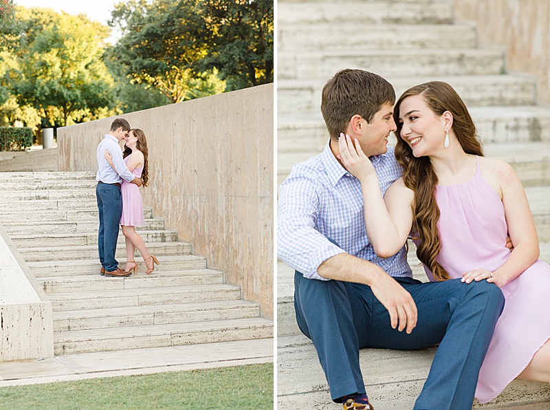 sunset engagement portraits at Kimball Art Museum photographed by Courtney Bosworth Photography