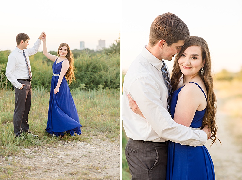 engagement portraits at sunset in Texas with Courtney Bosworth Photography