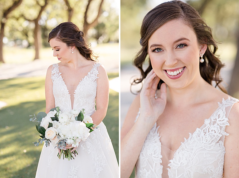 bride holds bouquet and laughs at Courtney Bosworth Photography