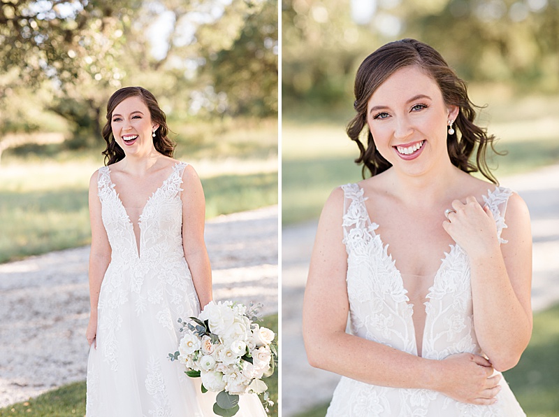young bride laughs during bridal session with Courtney Bosworth Photography