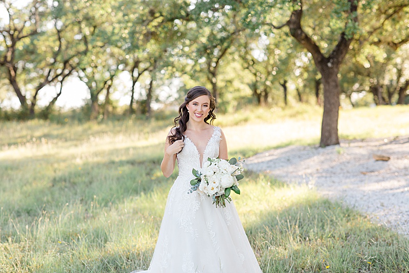 Austin Texas bridal portraits in field at Mae's Ridge 