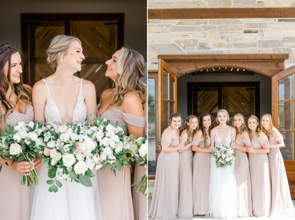 Texas bride with bridesmaids pose for Courtney Bosworth Photography