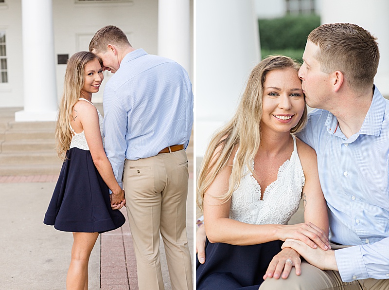 groom kisses bride during engagement session in Dallas TX