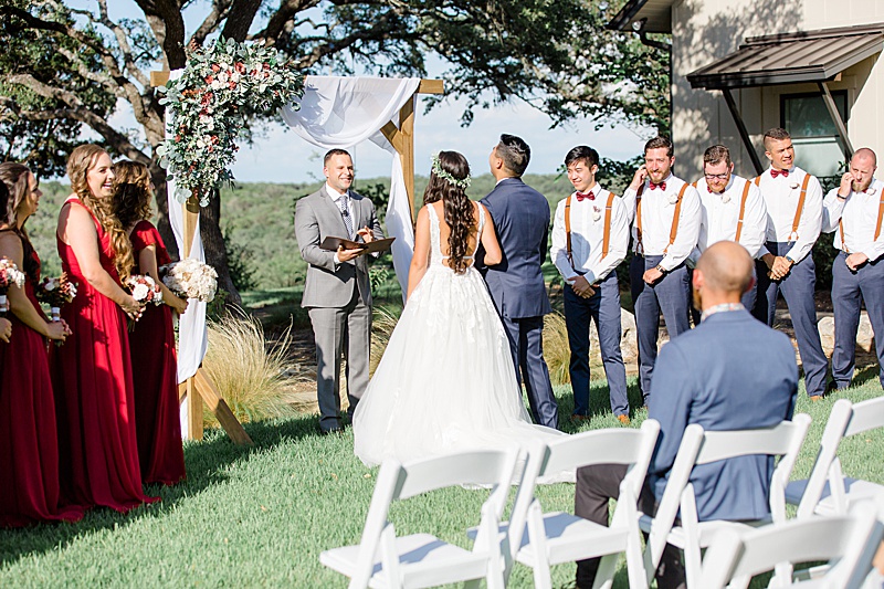bride and groom stand together during Austin Texas wedding