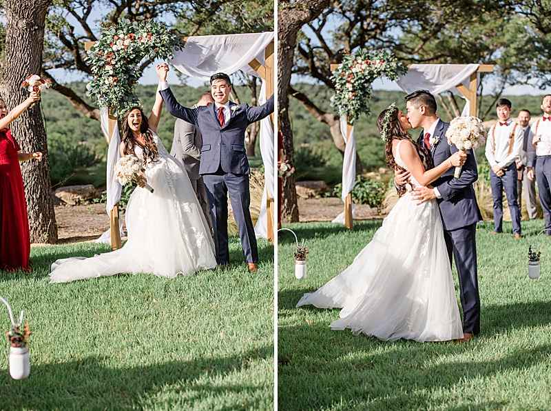 bride and groom celebrate after Austin Texas wedding ceremony