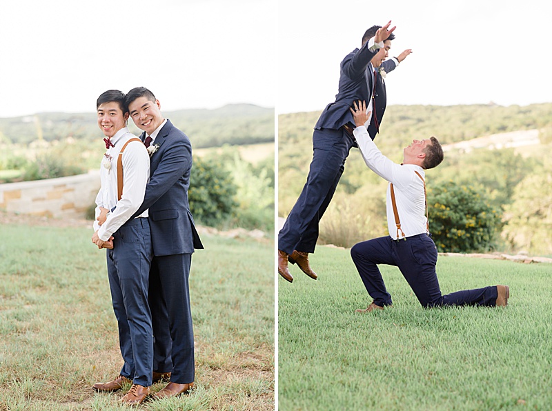 silly groomsmen portraits with the groom