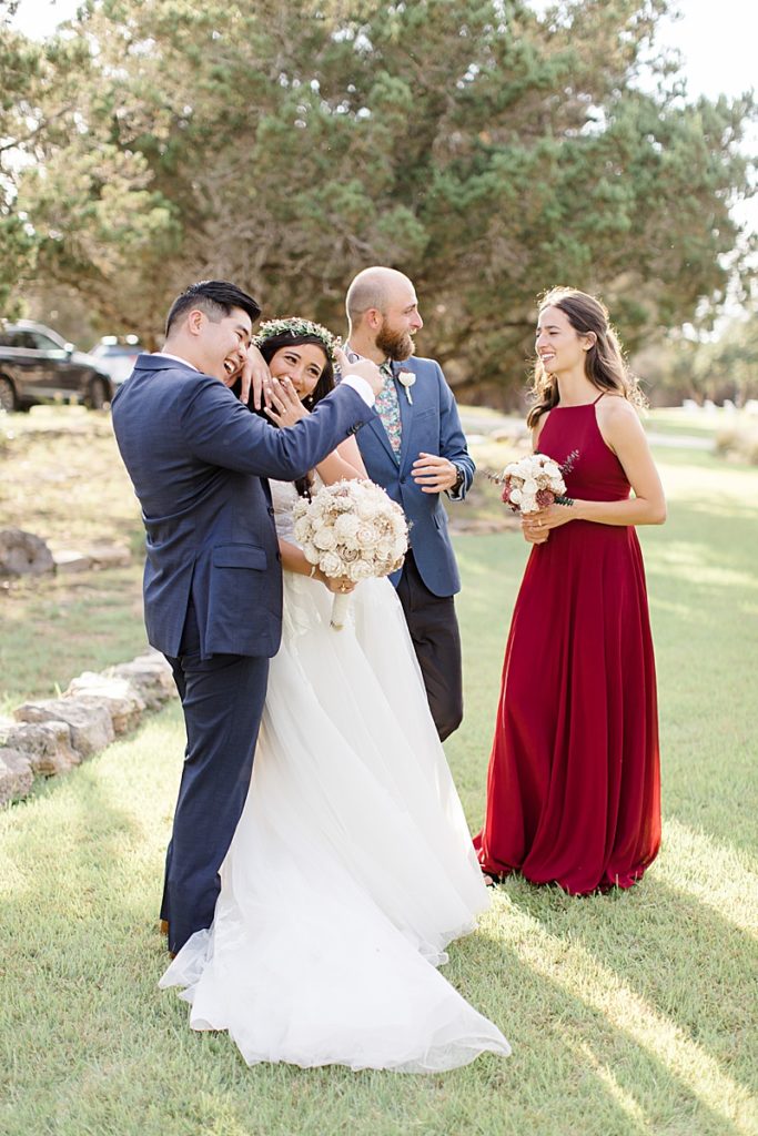 newlyweds celebrate after Austin Texas wedding day