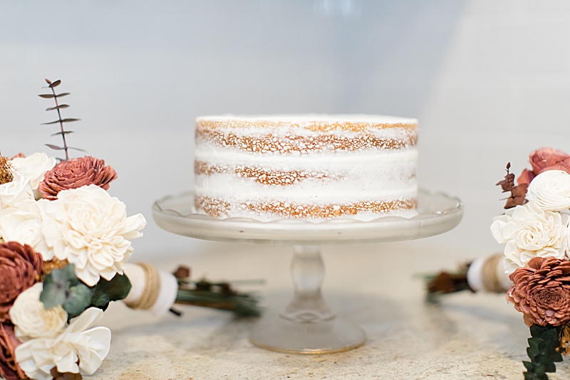 simple naked wedding cake