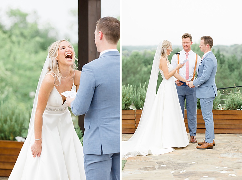 bride and groom exchange vows at Stone Crest Venue