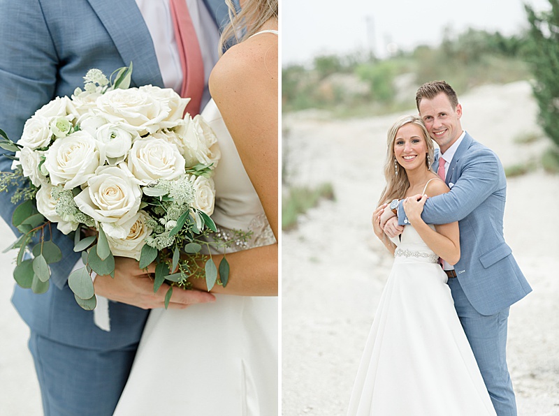 bride and groom hug during portraits at Stone Crest Venue
