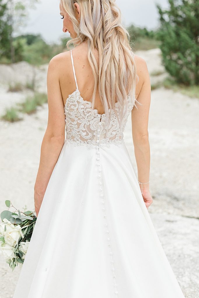 back of bride's gown