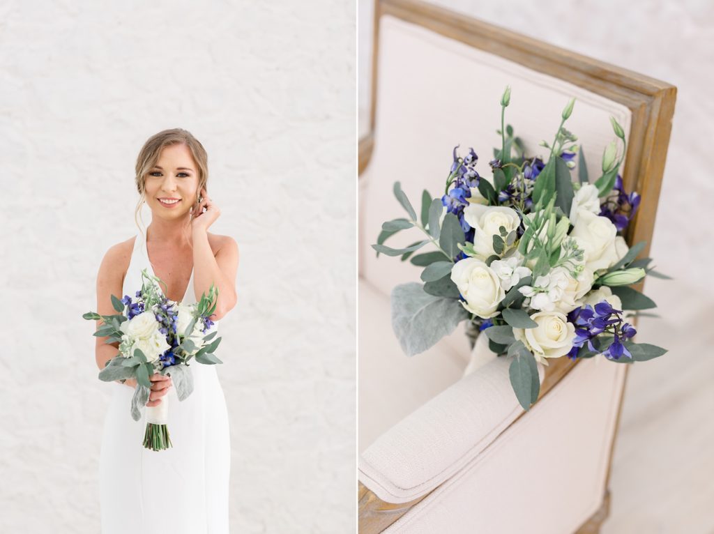 bridal session with bouquet at Nest at Ruth Farms