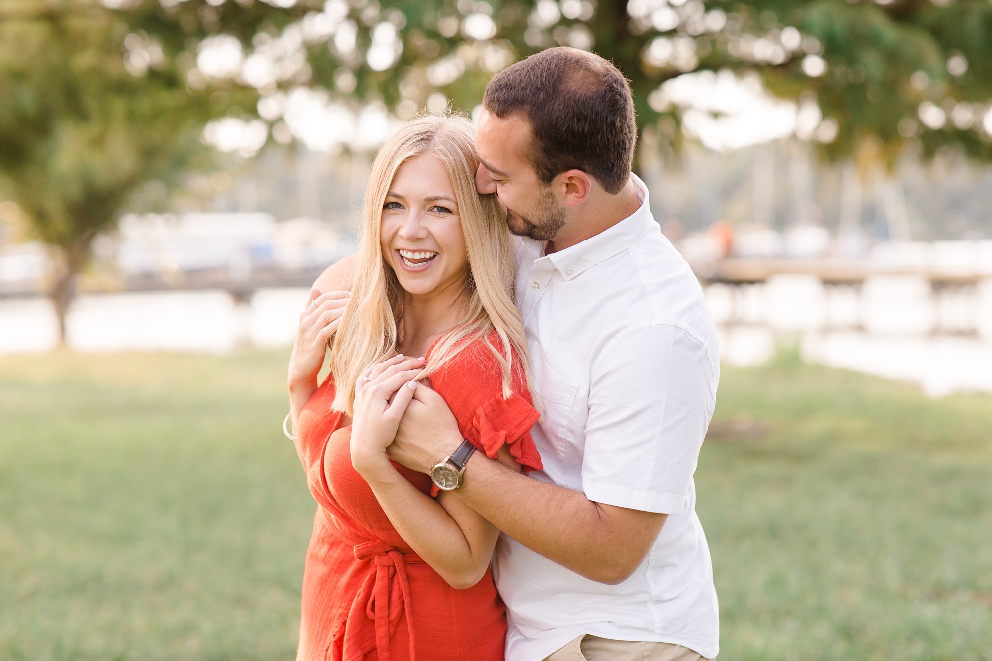 Texas couple laughs during engagement photos