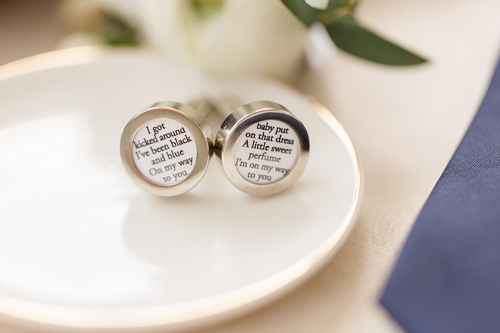 custom cufflinks for the groom with song lyrics