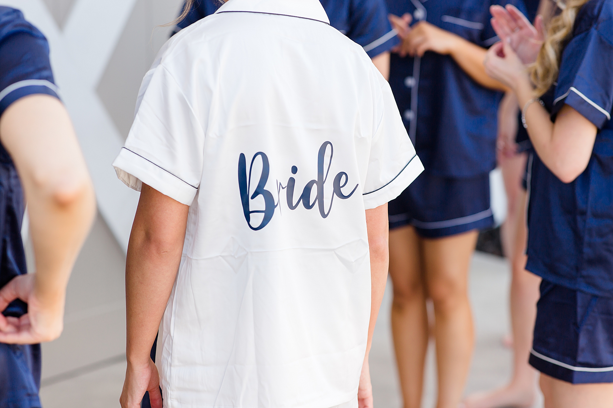 bride's custom pajamas for wedding day prep