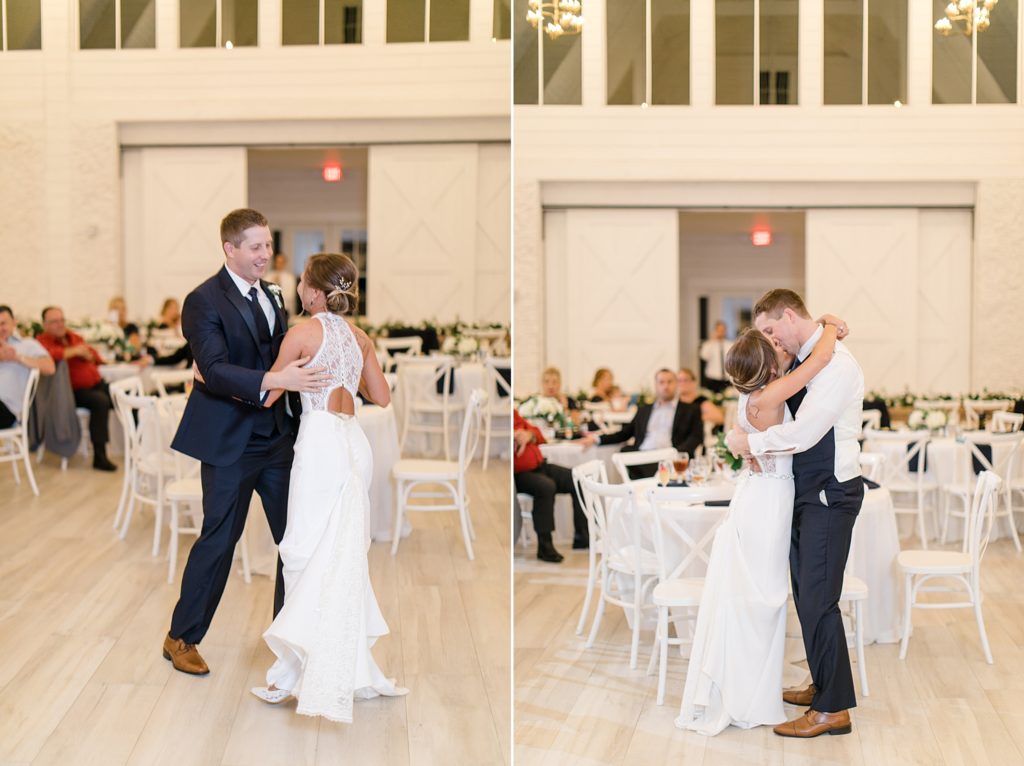first dance for bride and groom at wedding reception
