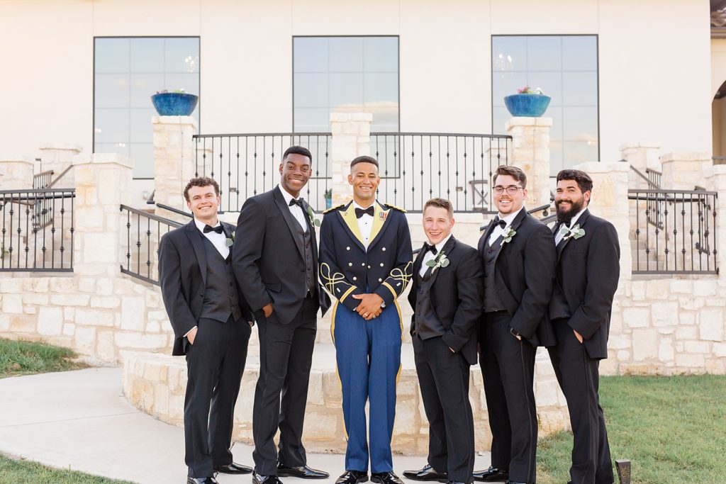 Texas groom poses with groomsmen