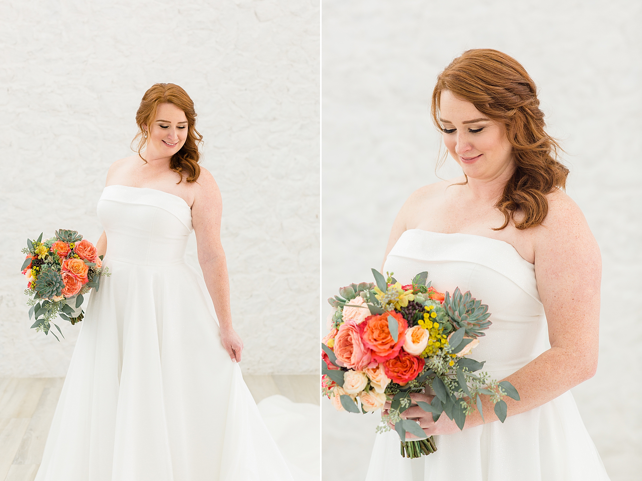 Texas bridal session for bride in strapless gown