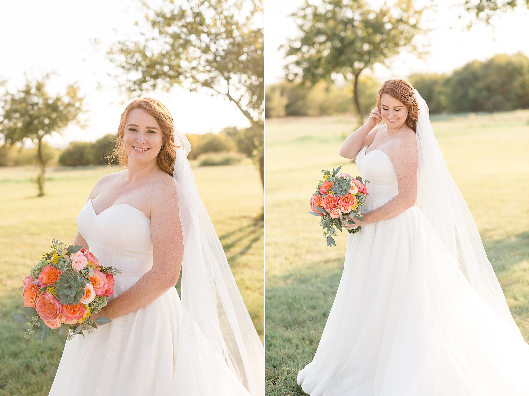 bridal portraits at sunset in Ponder TX