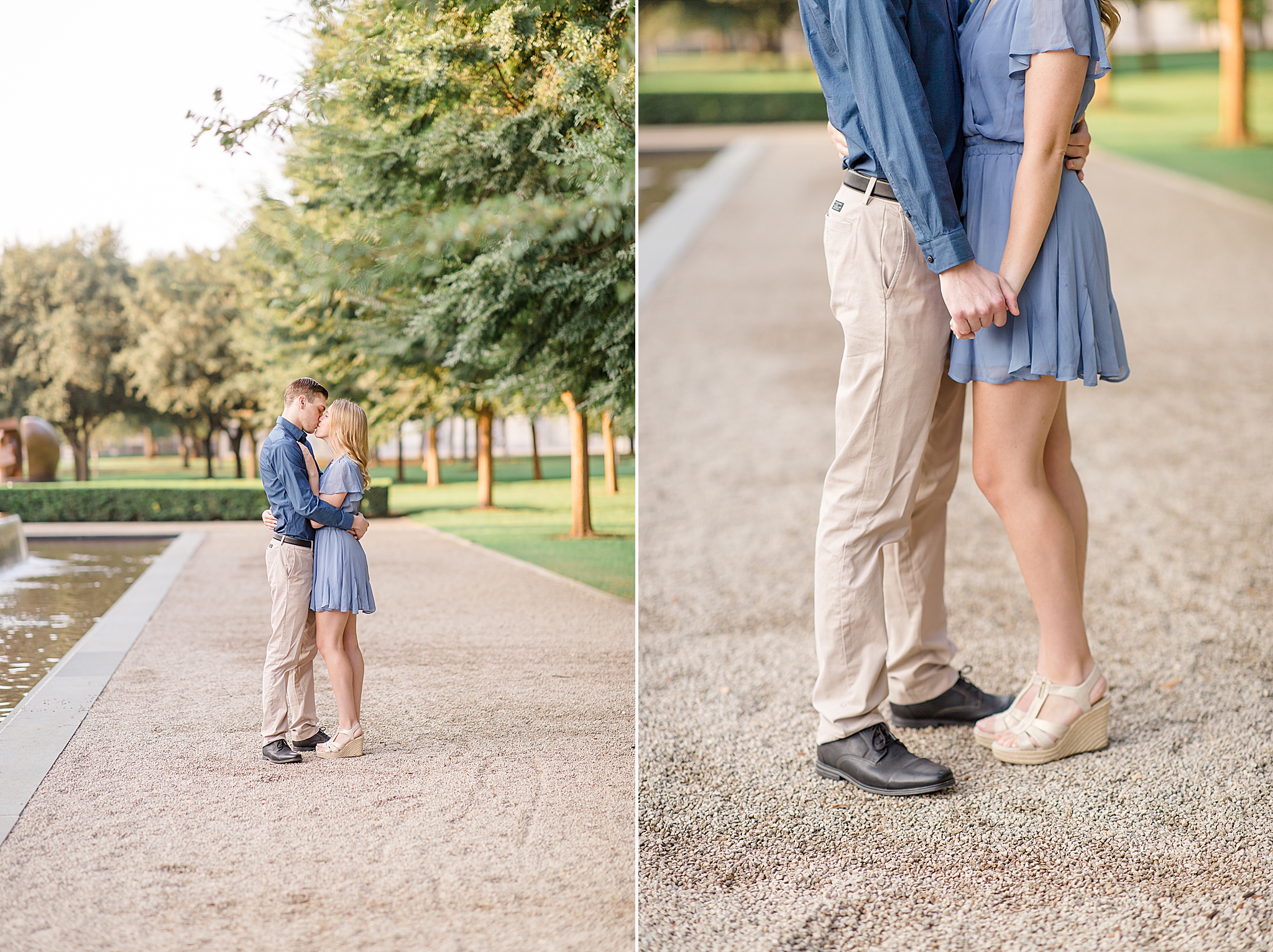 sunrise engagement session at Fort Worth TX museum 