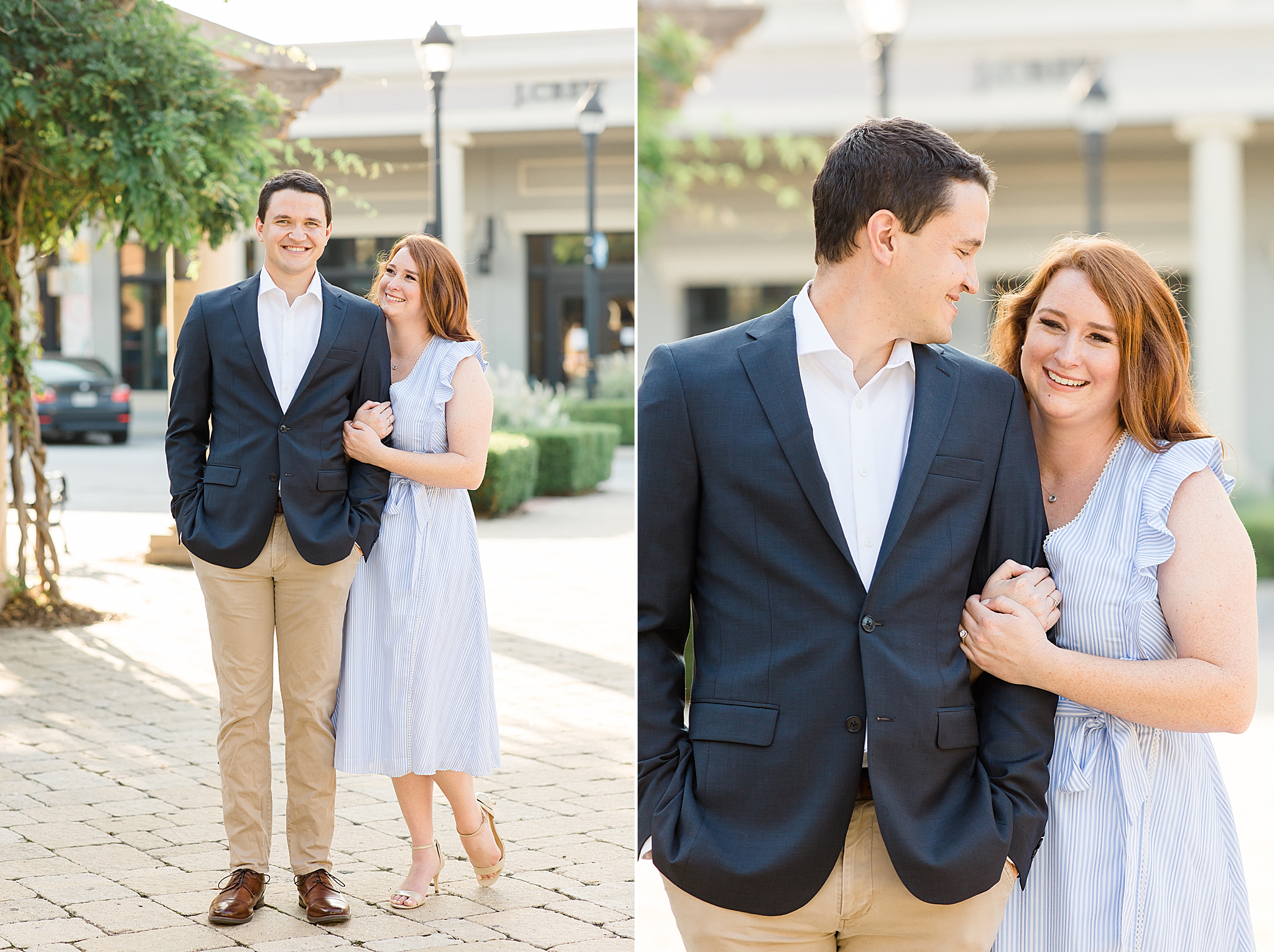 romantic fall Southlake Town Square engagement session