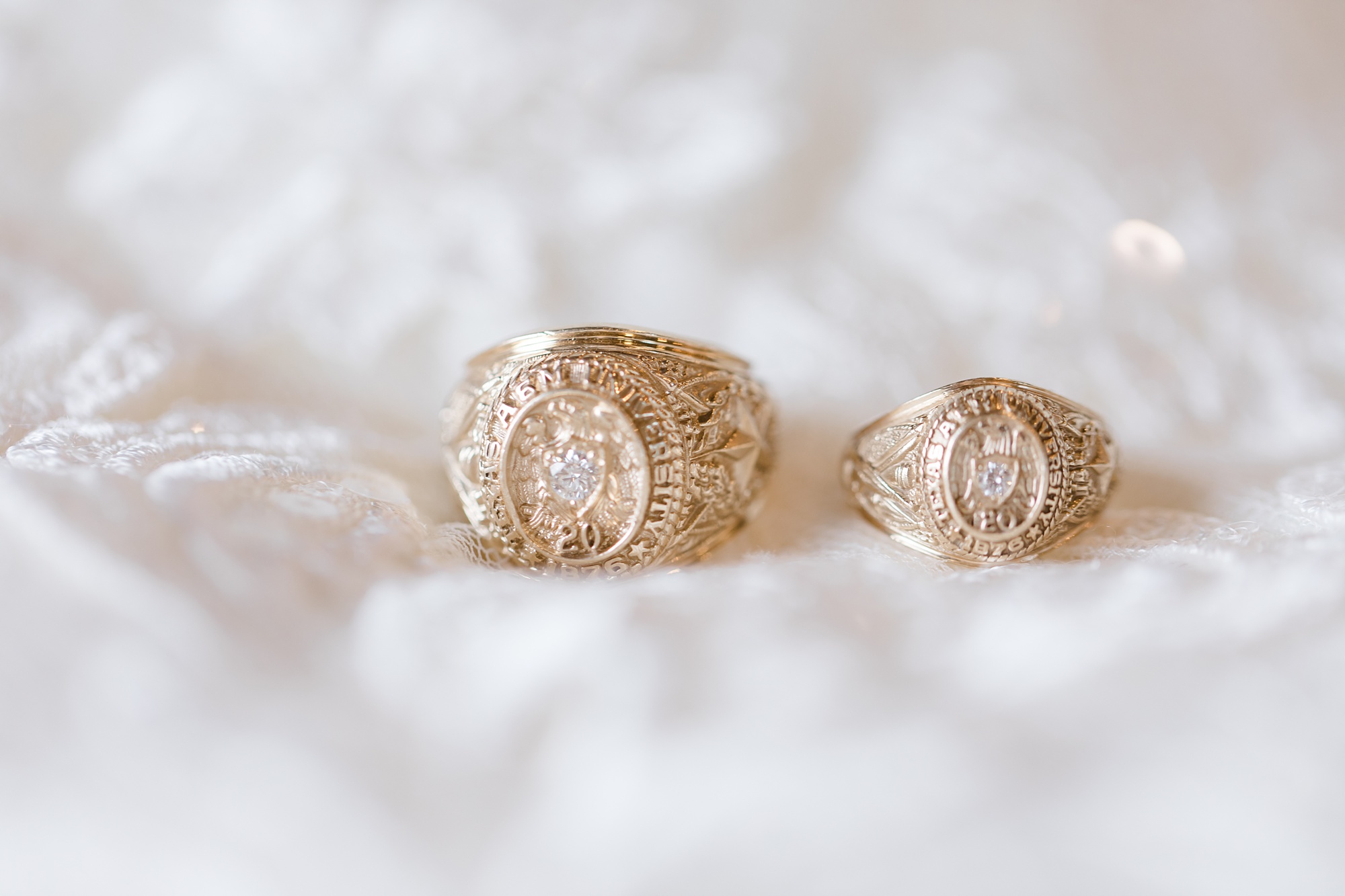 bride and groom's Texas A&M rings