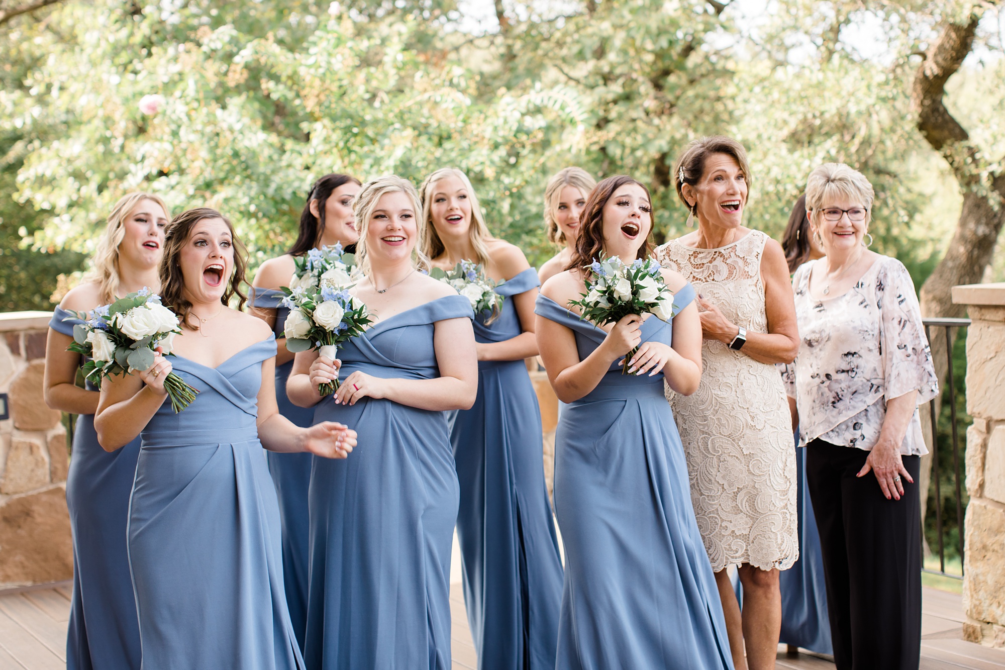 bridesmaid reactions to bride during first look
