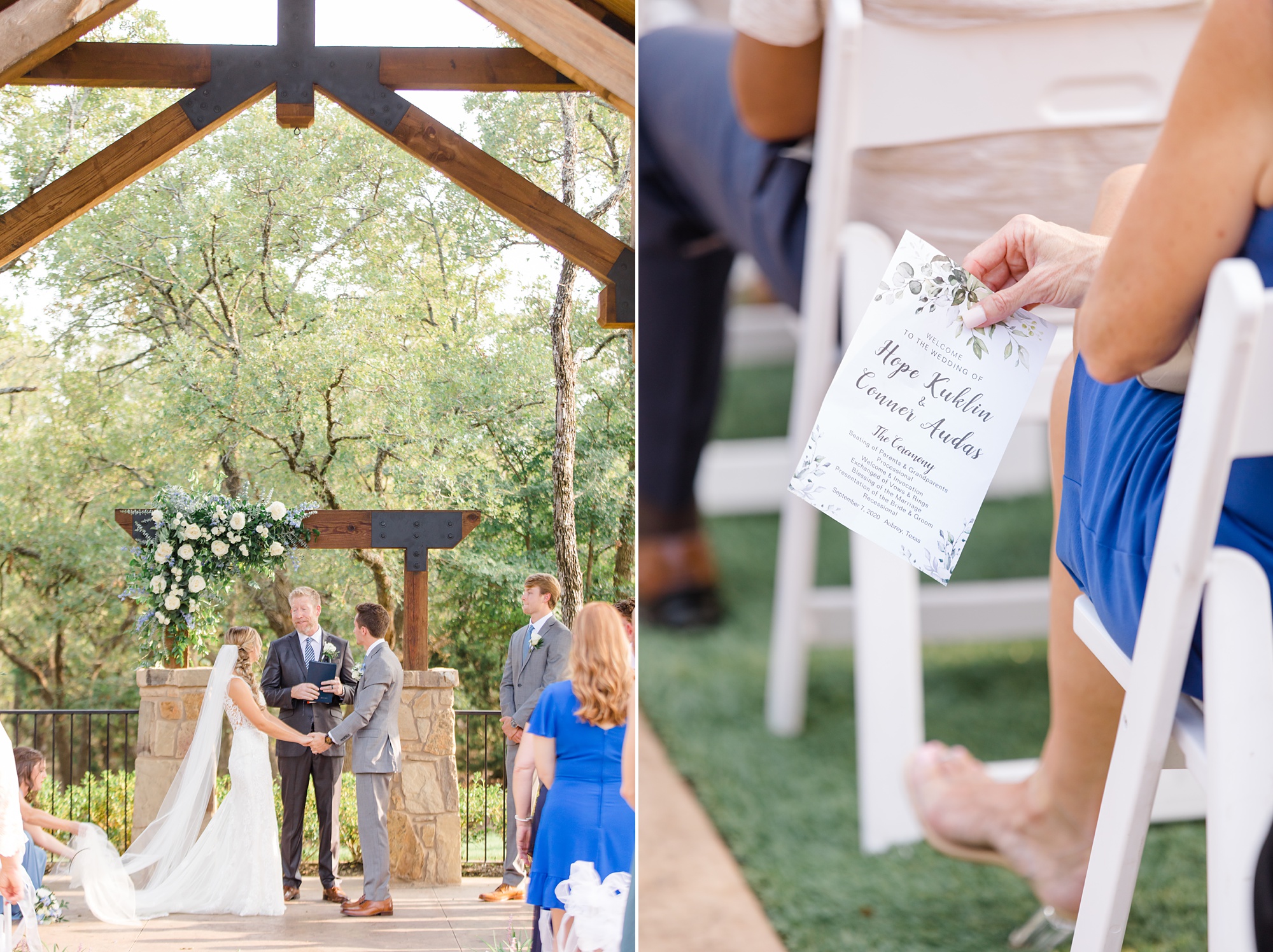 bride and groom exchange vows during Texas wedding ceremony