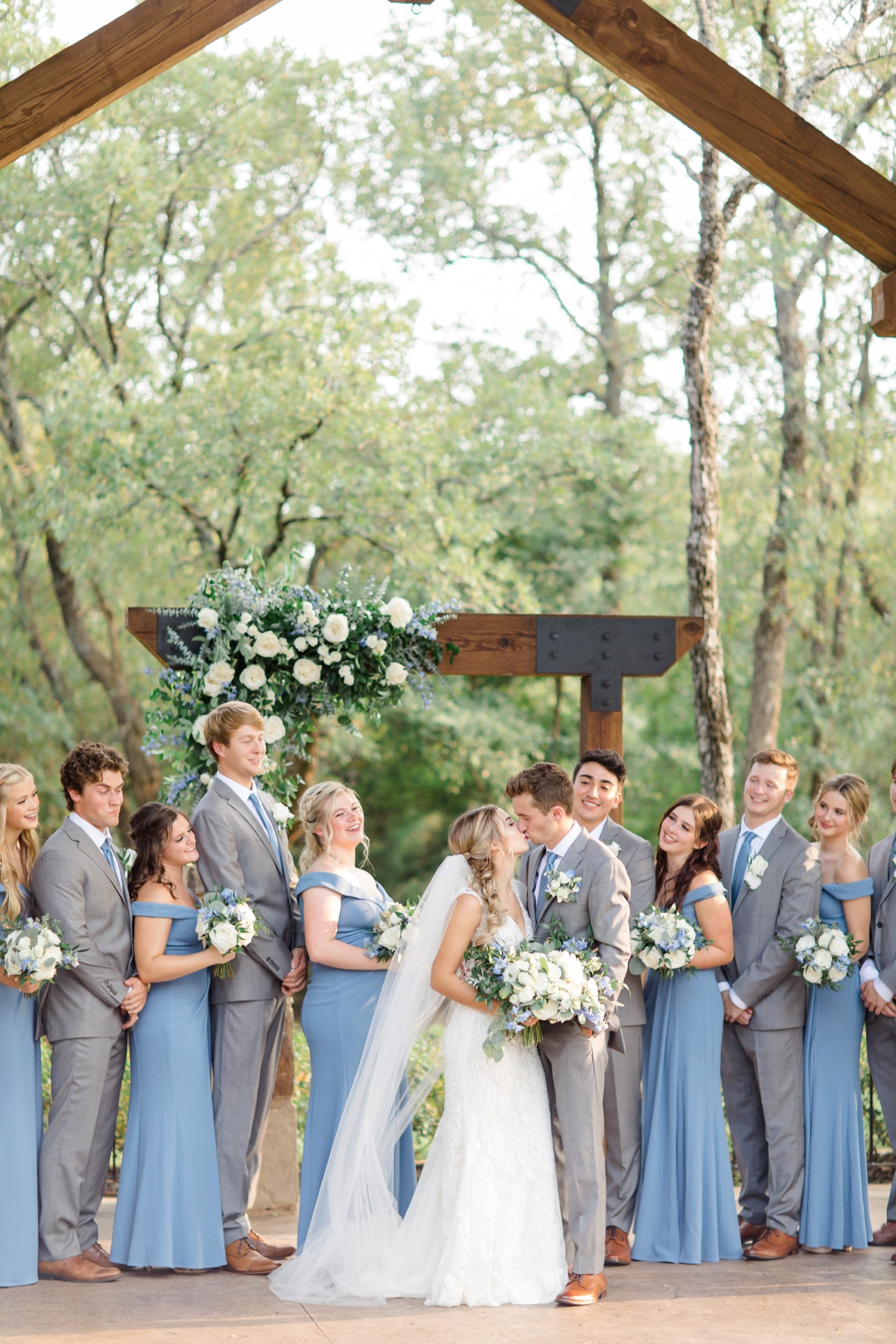 Texas bridal party cheers during portraits