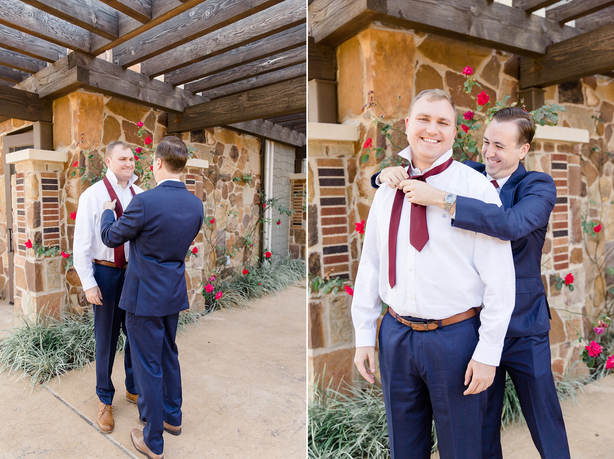 groom prepares for wedding day with brother
