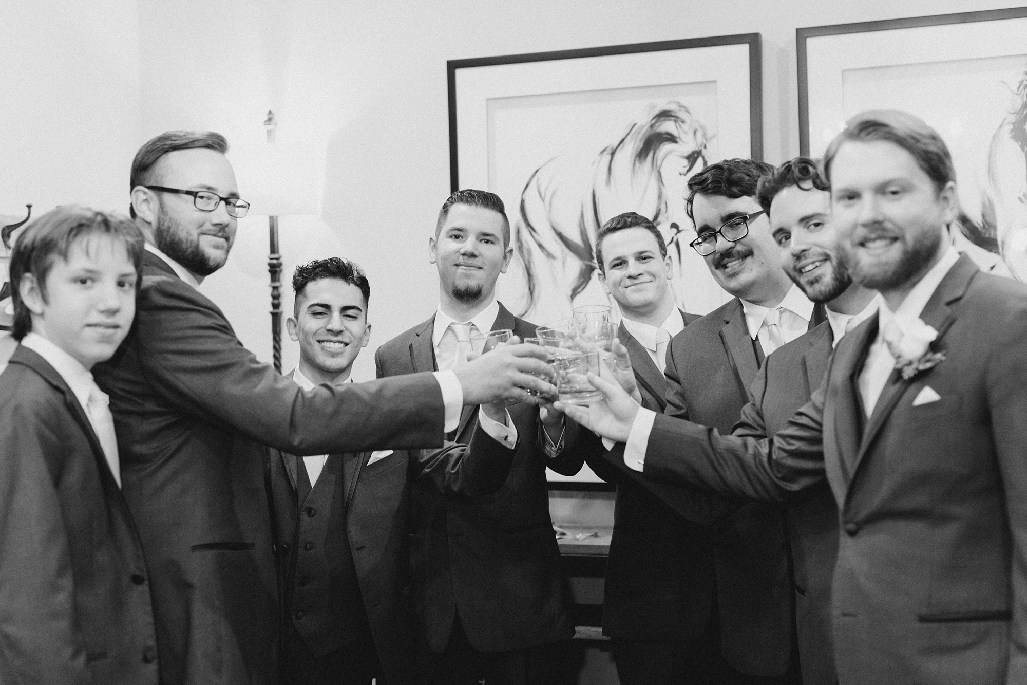 groom and groomsmen toast TX wedding day