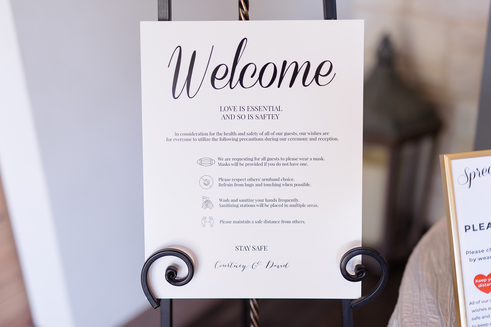 wedding welcome sign for COVID-19 wedding