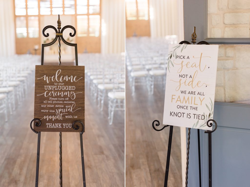 signs to welcome guests to wedding ceremony