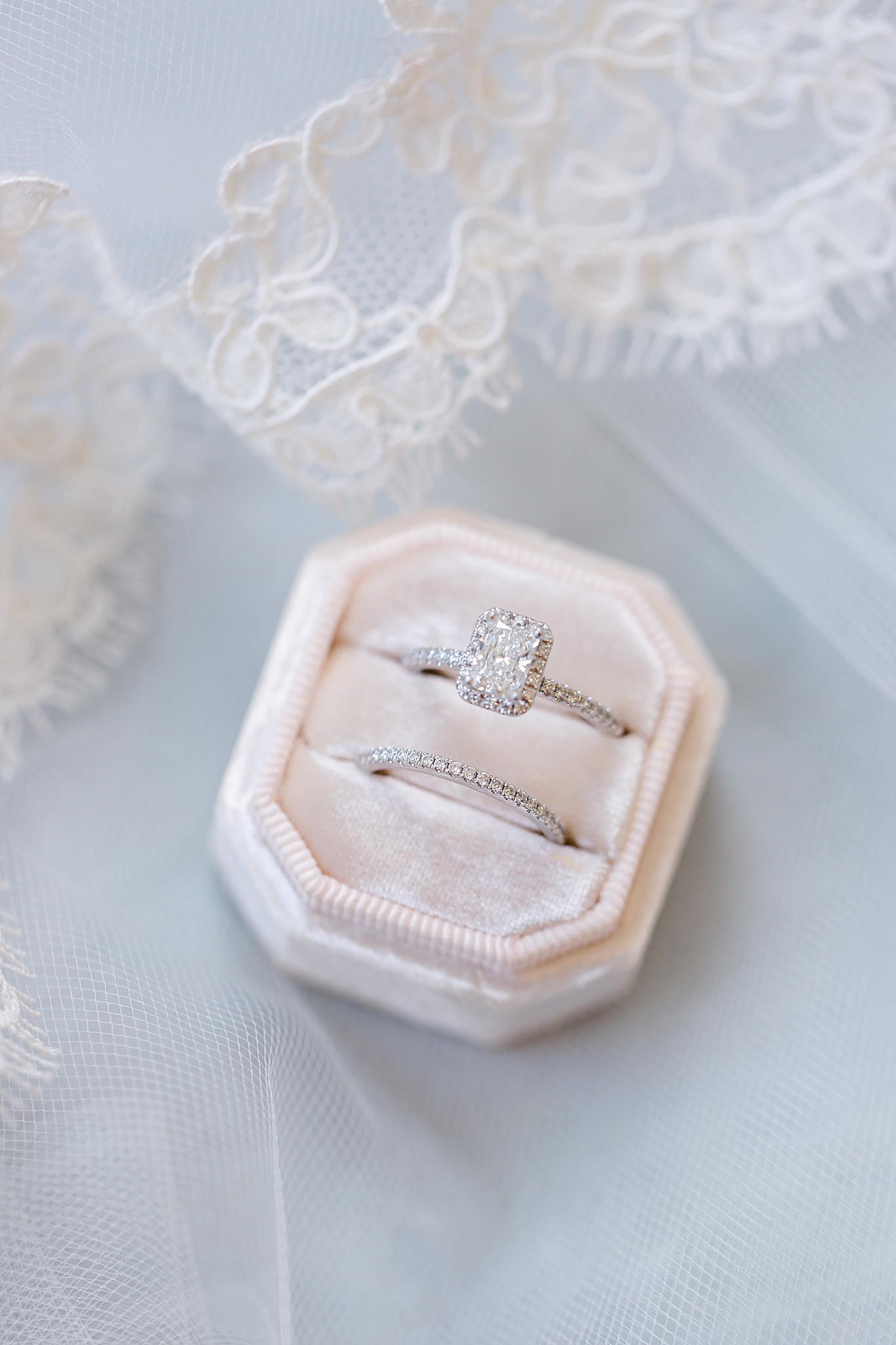 bride's ring in pale pink ring box