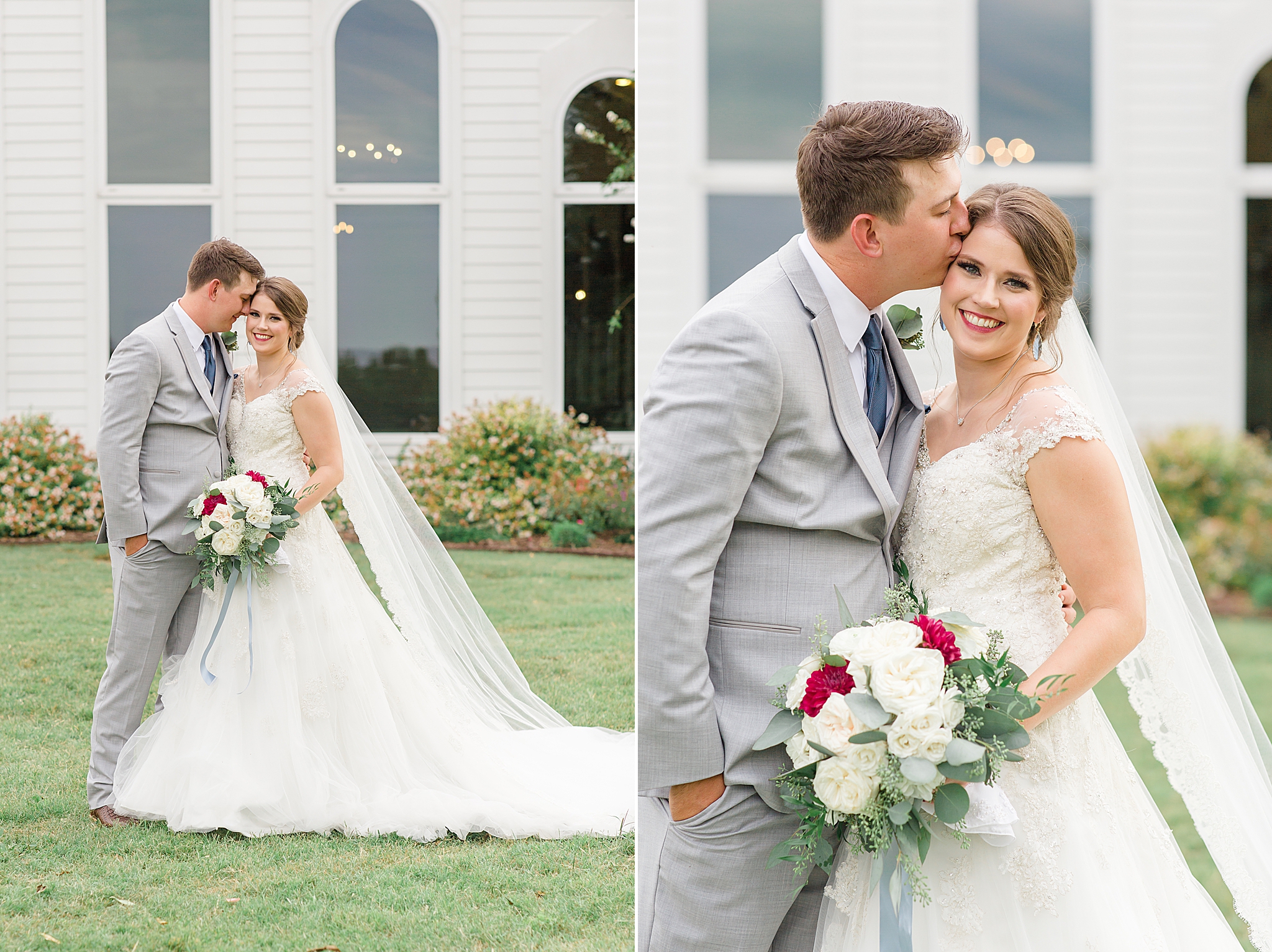 wedding portraits of bride and groom outside Rustic Grace Estate