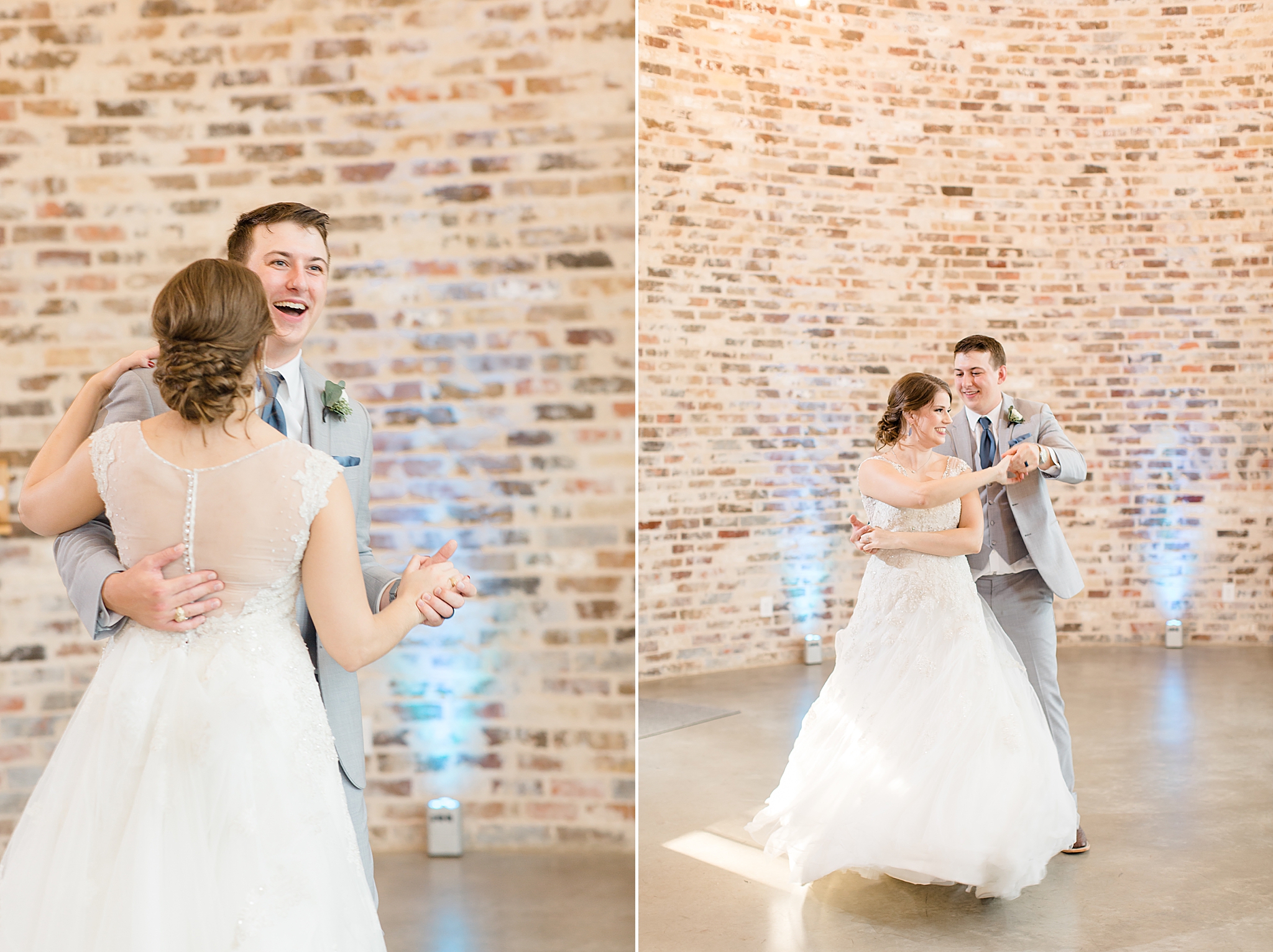 bride and groom dance together during Texas wedding reception