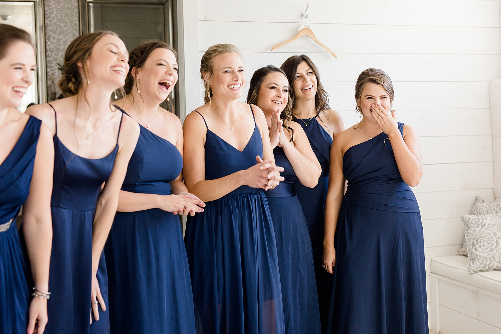 first look with bridesmaids and bride