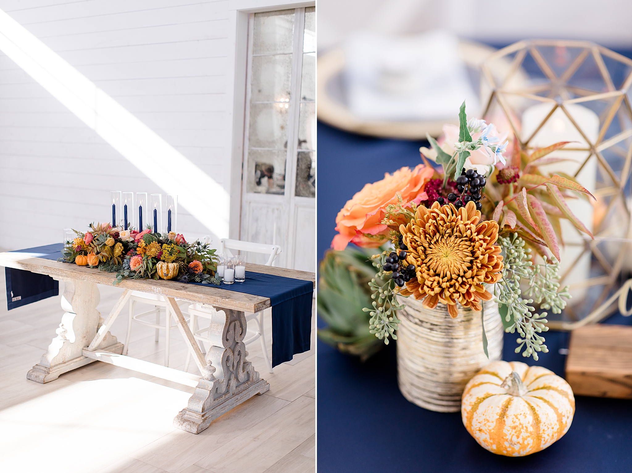 elegant fall wedding centerpieces with gold candle holders