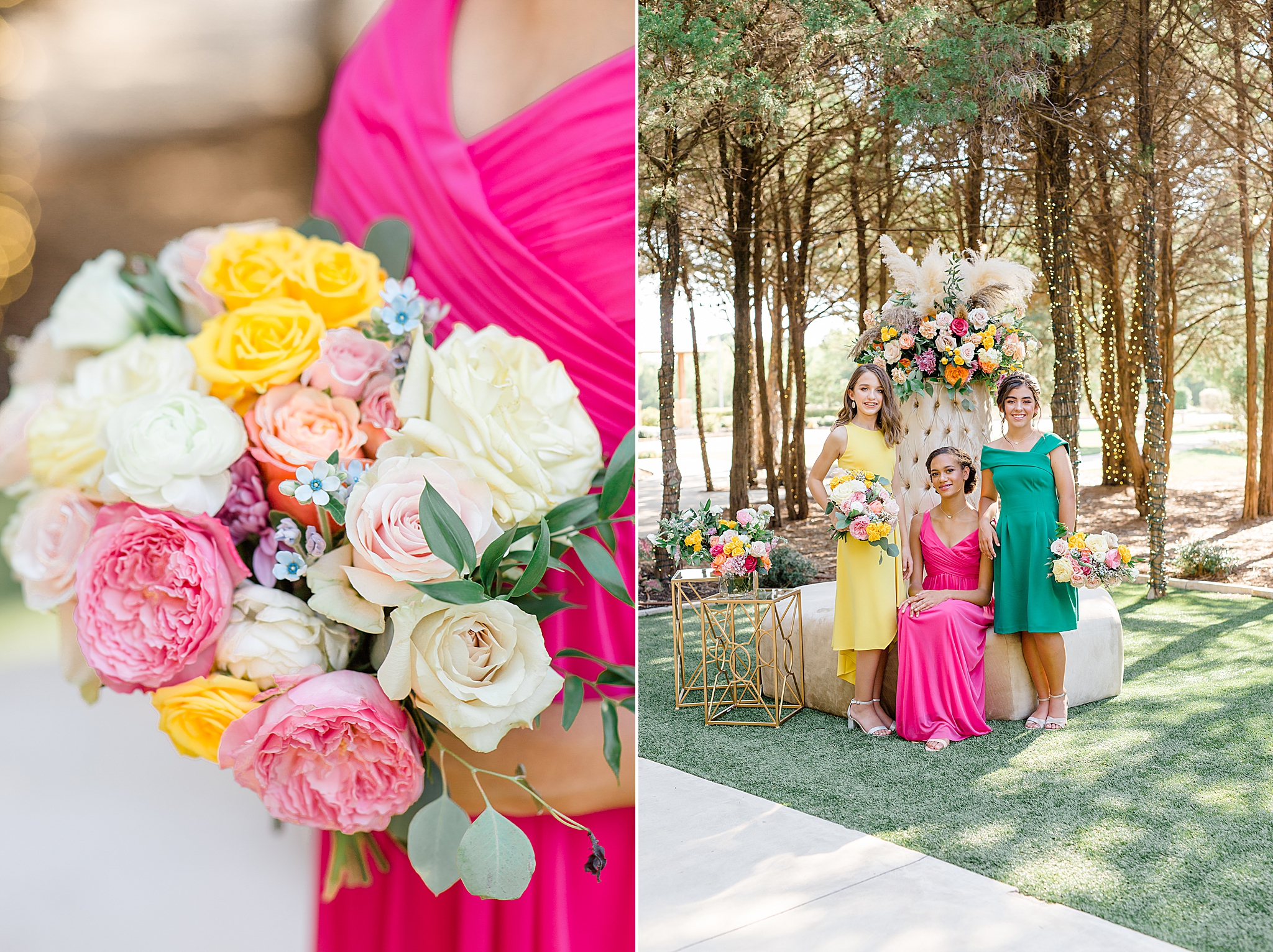 brightly colored florals and dresses for Junior bridesmaids