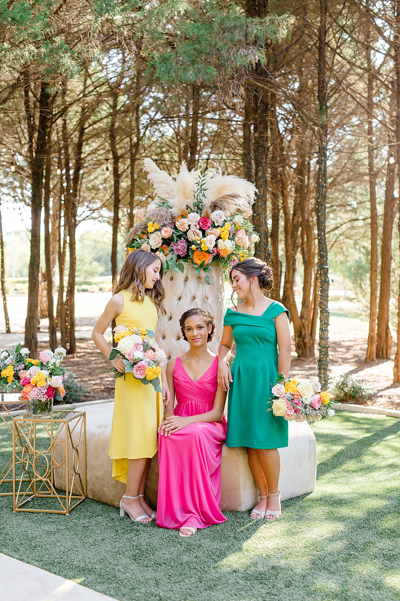 three Jr bridesmaids pose together during Texas styled shoot