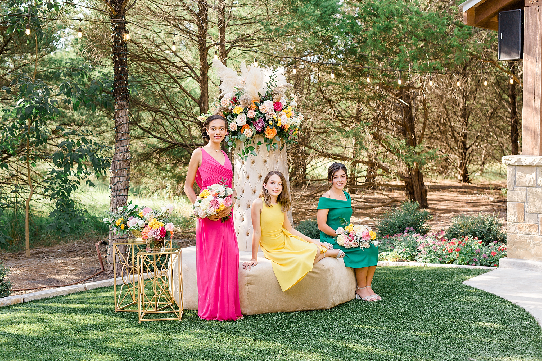 brightly colored bridesmaid gowns in Texas