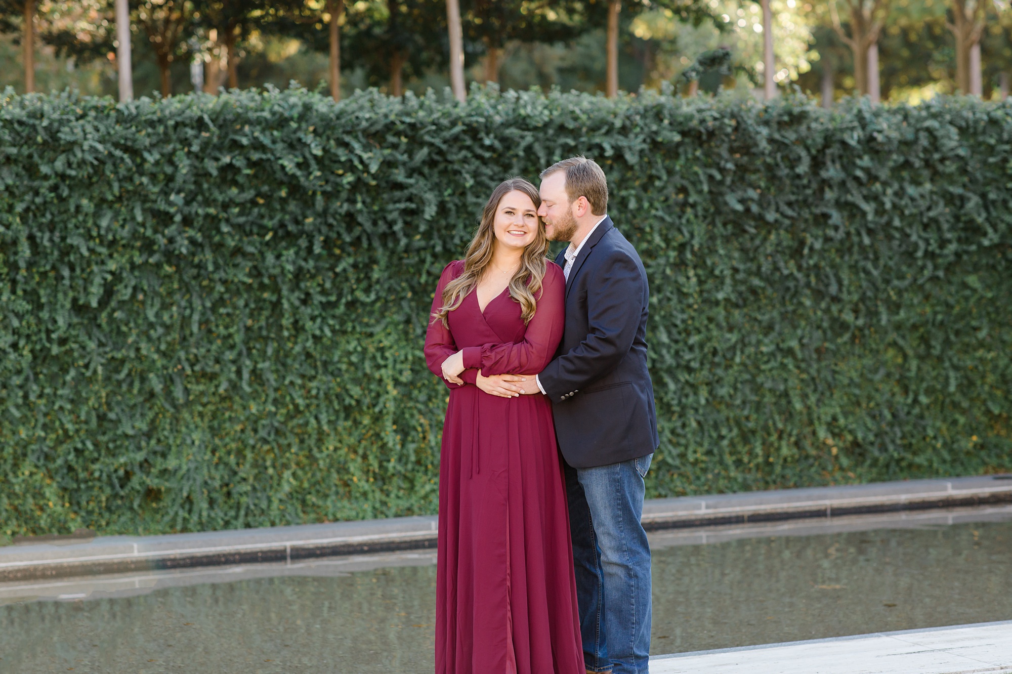 Kimball Art Museum engagement portraits of bride and groom