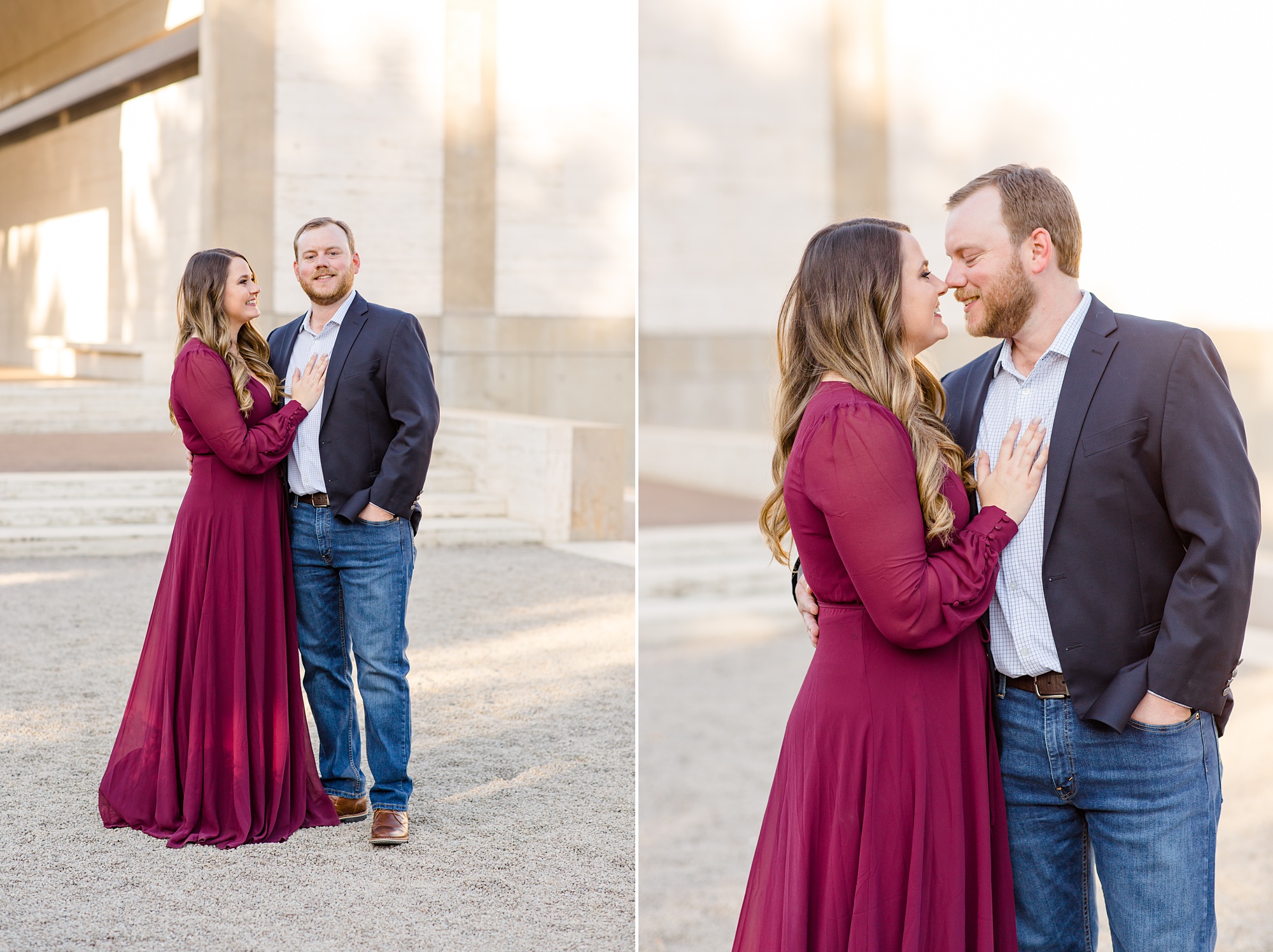 engaged couple poses during Dallas Fort Worth TX engagement photos 