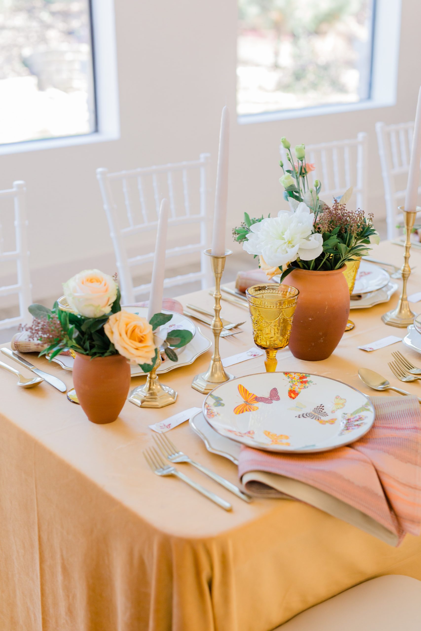Brighton Abbey styled shoot with butterfly inspired spring reception details