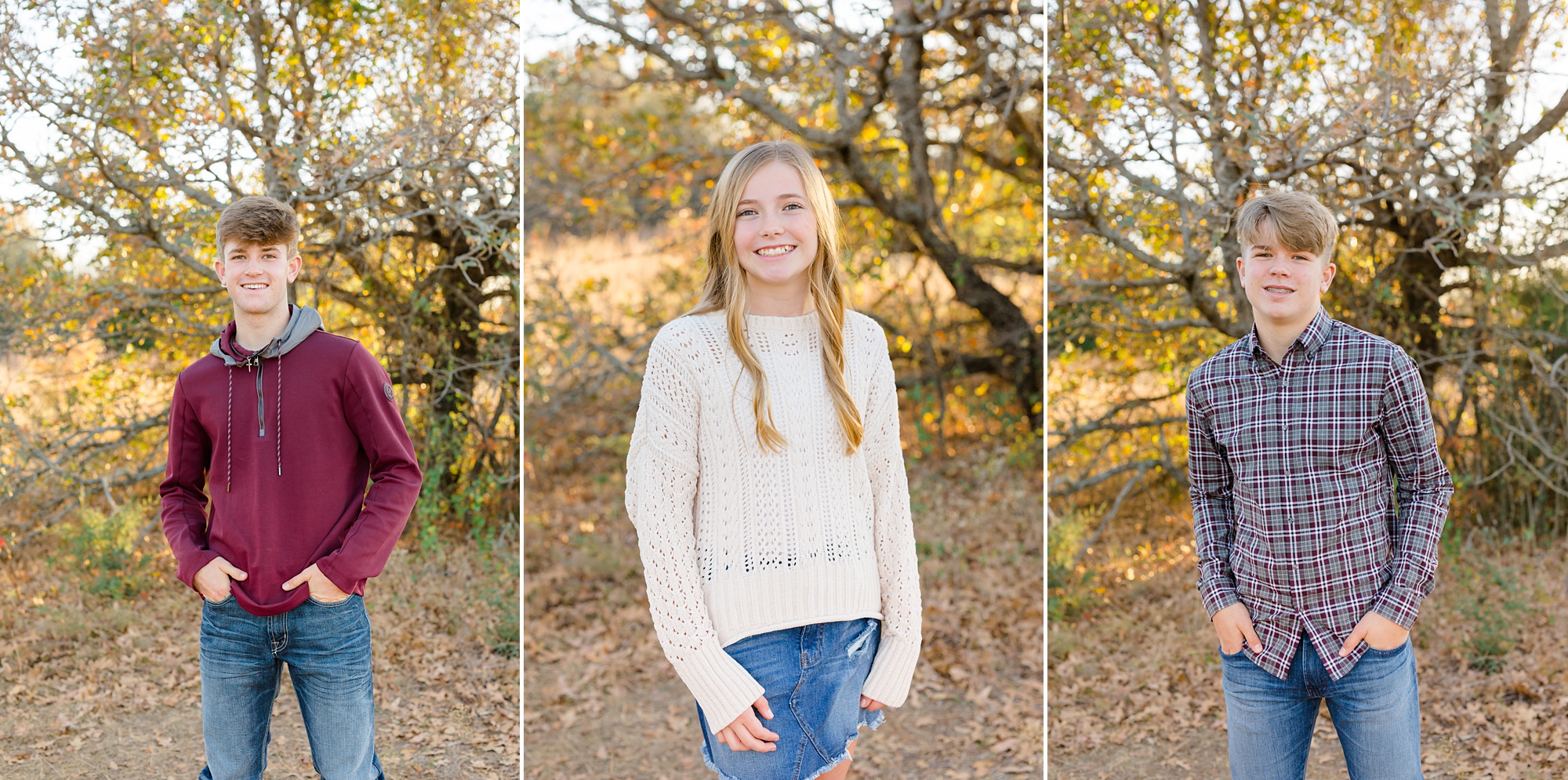 portraits of children during fall Murrell Park family session