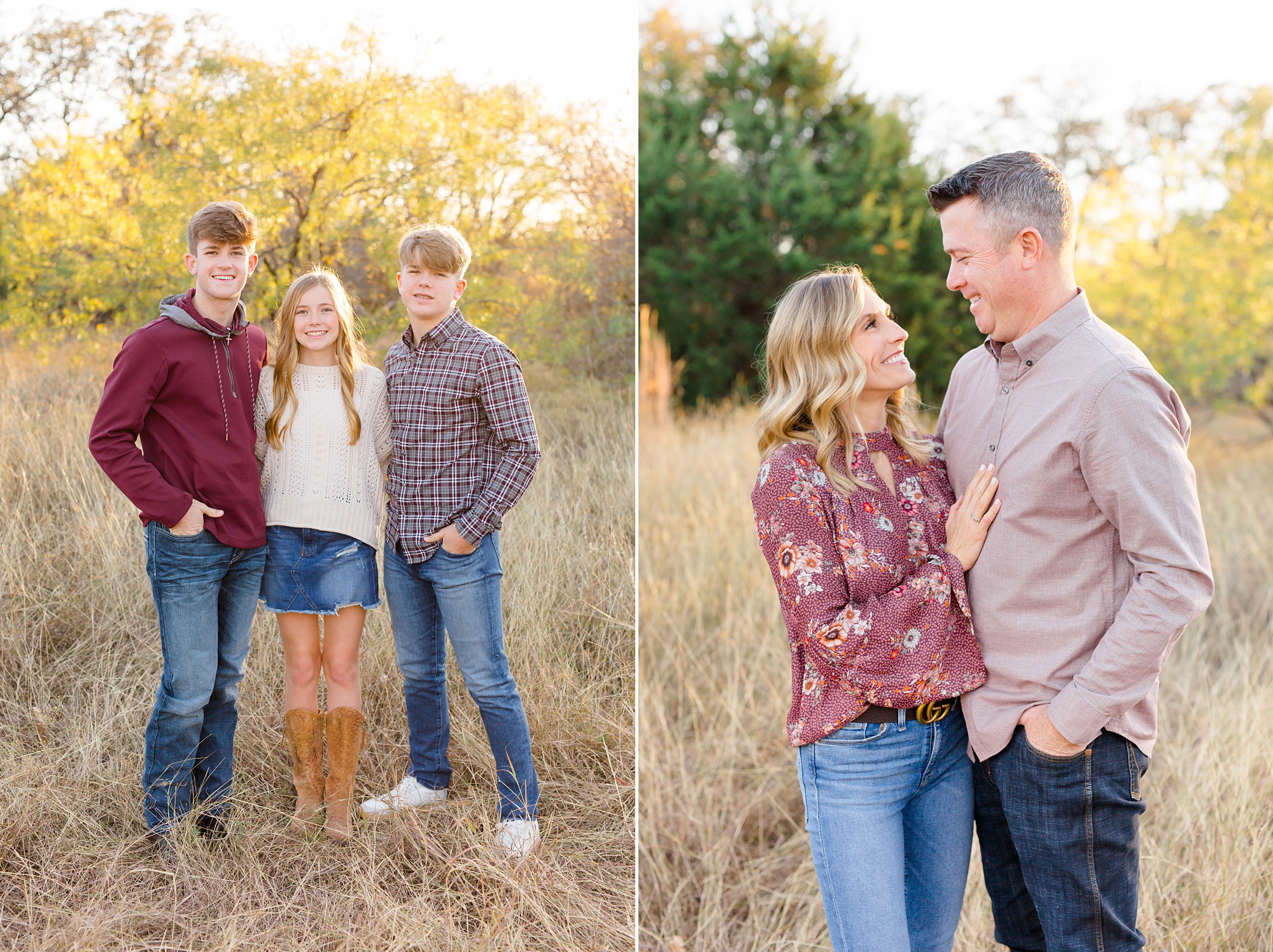 Murrell Park family session with family of five in burgundy outfits