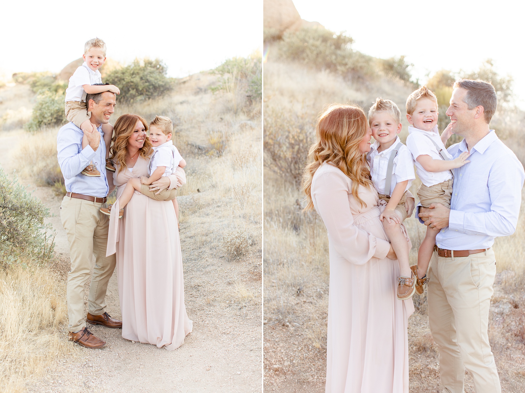 mom holds sons during maternity photos in Arizona