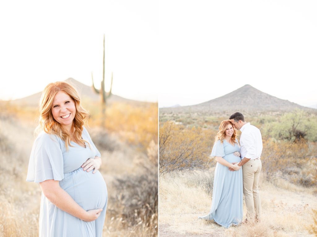 classic maternity session in Arizona desert