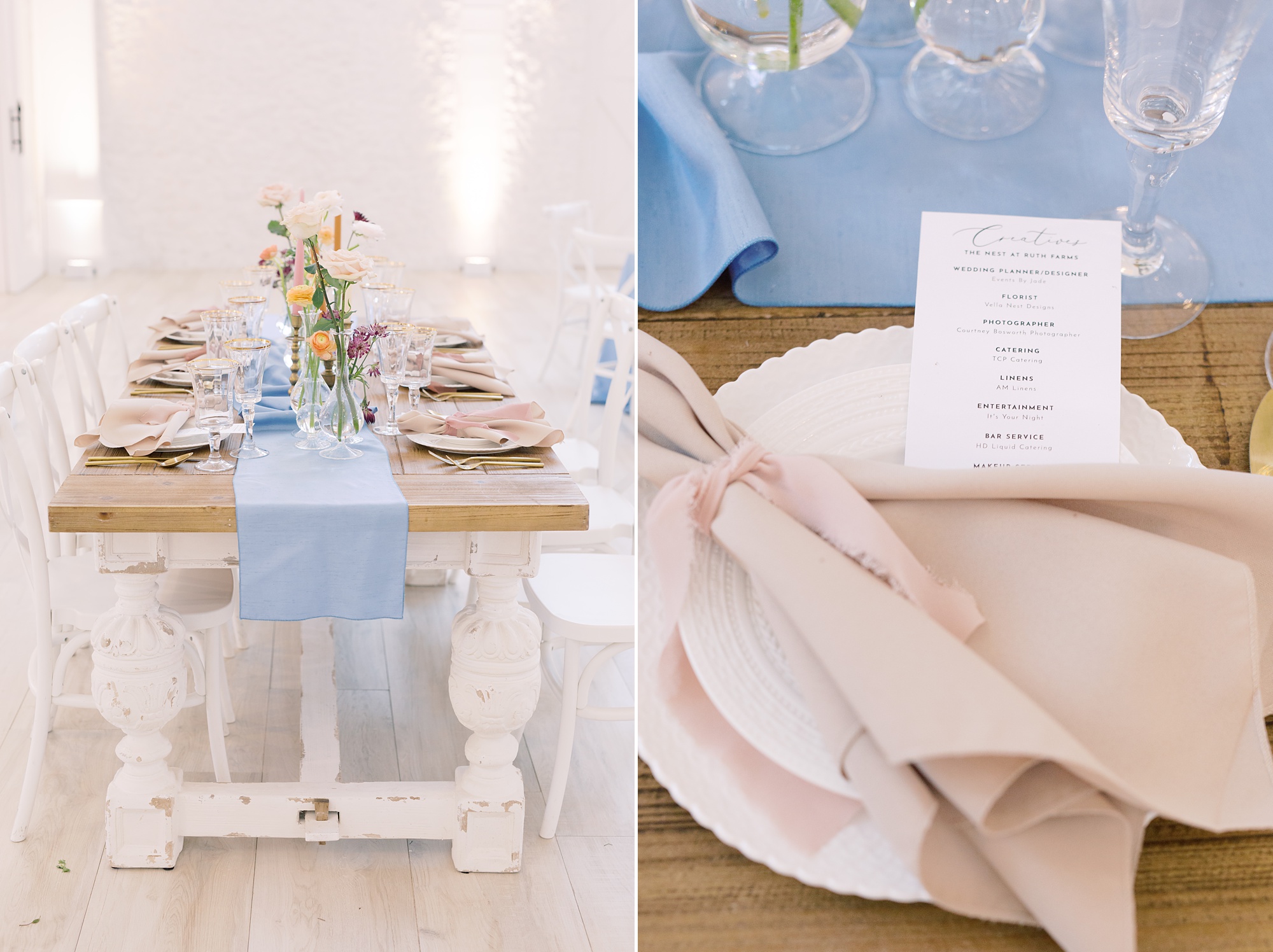spring wedding reception with pastel color palette