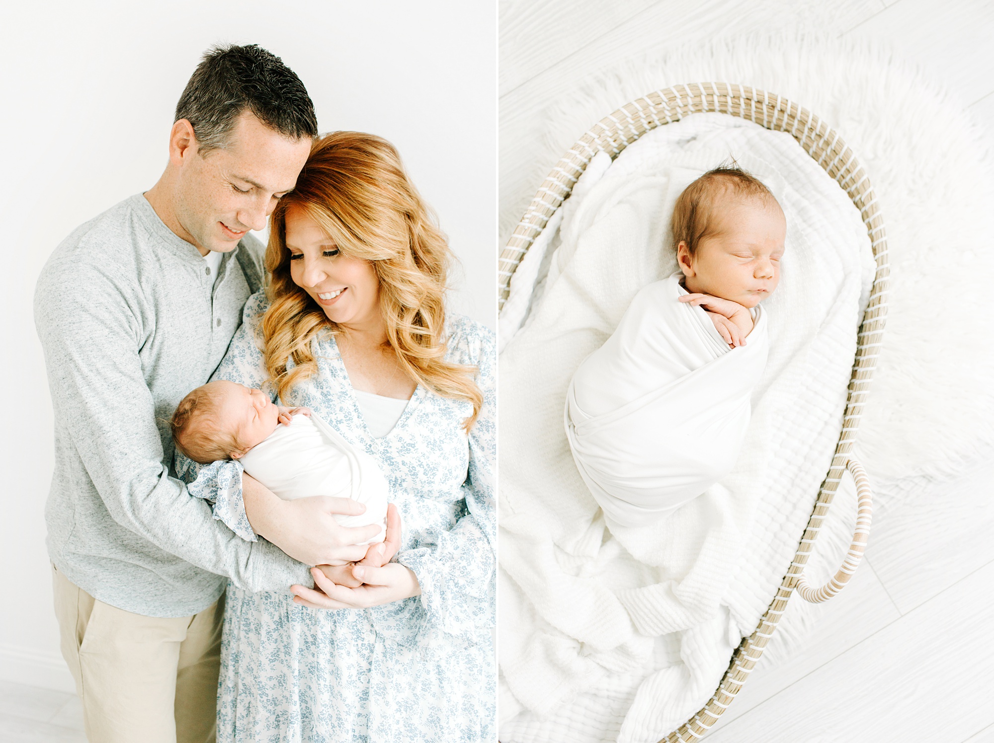parents snuggle baby boy during Dallas newborn portraits